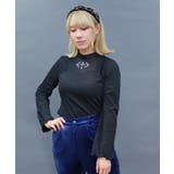 黒 | クロス刺繍ラメカットトップス | axes femme