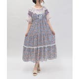 サックス | 花柄ティアードキャミワンピース | axes femme