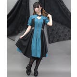 ブルーグリーン | 金具デザインバイカラーワンピース | axes femme