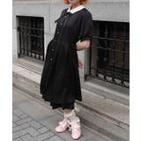 ブローチ付きバイカラーワンピース | axes femme | 詳細画像1 