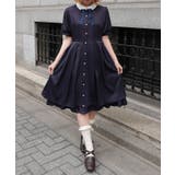 紺 | ブローチ付きバイカラーワンピース | axes femme
