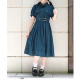 グリーン | ハイウエストフラシ半袖ワンピース | axes femme