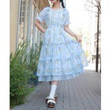 サックス | レース×ブーケティアードワンピース | axes femme