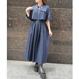 紺 | ジップ×異素材OP | axes femme