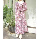 ワイン | フレーズローズ柄ワンピース | axes femme