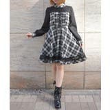 黒 | ビスチェ切替チェック柄ワンピース | axes femme