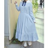 サックス | リボンセット刺繍ロングワンピース | axes femme