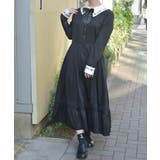 黒 | リボンセット刺繍ロングワンピース | axes femme