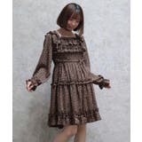 茶 | ギャザーフリル長袖ワンピース | axes femme