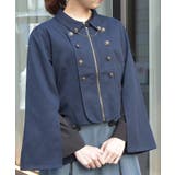 紺 | Ｗ釦スリット袖ジップジャケット | axes femme
