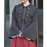 黒 | Ｗ釦スリット袖ジップジャケット | axes femme