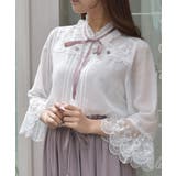 白 | プチローズ×リボンレースブラウス | axes femme