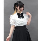 白 | チャームリボン肩あき半袖ブラウス | axes femme