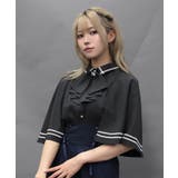 黒 | ジャボブローチ付ケープブラウス | axes femme