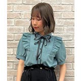 バタフライ刺繍襟半袖ブラウス | axes femme | 詳細画像3