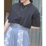 黒 | チェーン付プリーツフラシブラウス | axes femme