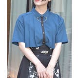 ブルーグリーン | チェーン付プリーツフラシブラウス | axes femme