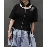黒 | クラゲ刺繍チョーカー襟ブラウス | axes femme