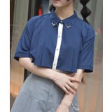 紺 | 金具使バイカラーブラウス | axes femme