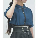 ブルーグリーン | 金具使バイカラーブラウス | axes femme
