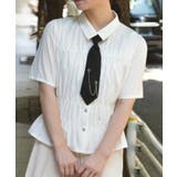 白 | ネクタイ付シャーリングシャツ | axes femme