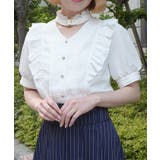 白 | 金ボタン付きチョーカー風ブラウス | axes femme