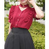 赤 | 金ボタン付きチョーカー風ブラウス | axes femme