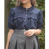 紺 | フロントギャザーブラウス | axes femme