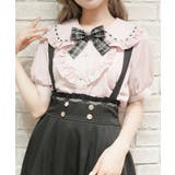 ピンク | ブローチ付ハシゴレース衿ブラウス | axes femme