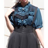 Ｄグリーン | リボン×ジャボブローチブラウス | axes femme