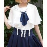 紺 | ギンガム梯子ケープブラウス | axes femme