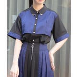 紺 | 【セットアップ対応】ジャガードブラウス | axes femme
