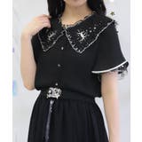 黒 | ルミナスムーン刺繍ブラウス | axes femme