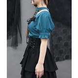 デコルテレースアップ半袖ブラウス | axes femme | 詳細画像2 