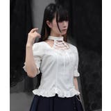 デコルテレースアップ半袖ブラウス | axes femme | 詳細画像8 