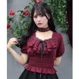 チョーカー付シャーリングブラウス | axes femme | 詳細画像8 