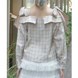 チェックオフショルリボンプルオーバー | axes femme | 詳細画像3 