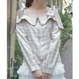 ベージュ | チェックオフショルリボンプルオーバー | axes femme