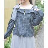 グレー | チェックオフショルリボンプルオーバー | axes femme