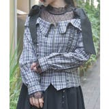 黒 | チェックオフショルリボンプルオーバー | axes femme