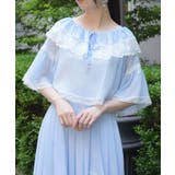 サックス | 配色レース楊柳フリルブラウス | axes femme