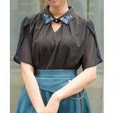 黒 | 薔薇刺繍フレア袖ブラウス | axes femme