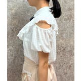シアーチェック肩あきブラウス | axes femme | 詳細画像2