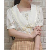 生成り | リボン付チューリップ刺繍ブラウス | axes femme