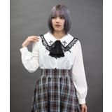 白 | クロス刺繍ビッグ襟ブラウス | axes femme