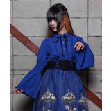 ブルー | フレア袖レースアップブラウス | axes femme