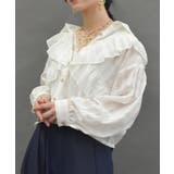 白 | シアーチェックフリルシャツ | axes femme