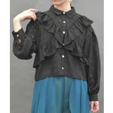 黒 | シアーチェックフリルシャツ | axes femme