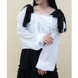 白 | オフショルシフォンブラウス | axes femme