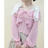 ピンク | オフショルシフォンブラウス | axes femme